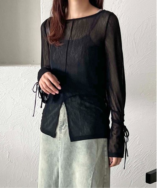 apres jour clair（アプレジュールクレア）の「【apres jour clair】シアー袖リボントップス【ZOZOTOWN限定アイテム】（Tシャツ/カットソー・レディース・ブラック/グリーン/アイボリー/ブラウン系その他/ブルー系その他・X-LARGE/フリー）」の21枚目の写真