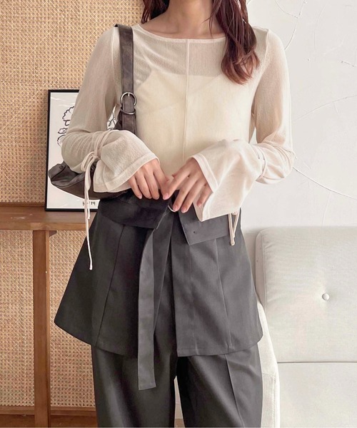 apres jour clair（アプレジュールクレア）の「【apres jour clair】シアー袖リボントップス【ZOZOTOWN限定アイテム】（Tシャツ/カットソー・レディース・ブラック/グリーン/アイボリー/ブラウン系その他/ブルー系その他・X-LARGE/フリー）」の15枚目の写真