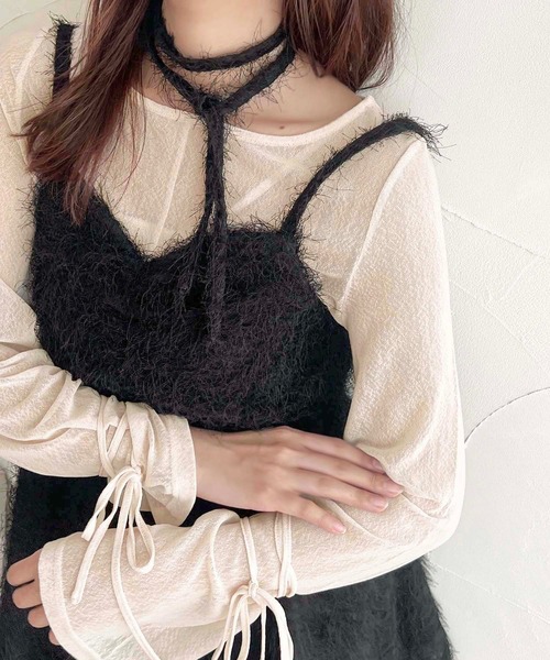 apres jour clair（アプレジュールクレア）の「【apres jour clair】シアー袖リボントップス【ZOZOTOWN限定アイテム】（Tシャツ/カットソー・レディース・ブラック/グリーン/アイボリー/ブラウン系その他/ブルー系その他・X-LARGE/フリー）」の17枚目の写真