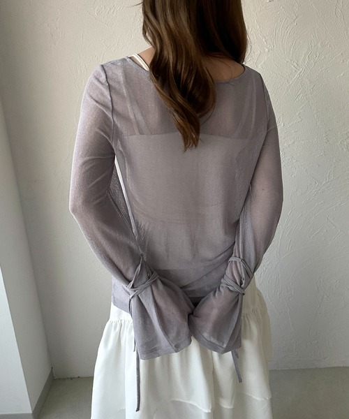 apres jour clair（アプレジュールクレア）の「【apres jour clair】シアー袖リボントップス【ZOZOTOWN限定アイテム】（Tシャツ/カットソー・レディース・ブラック/グリーン/アイボリー/ブラウン系その他/ブルー系その他・X-LARGE/フリー）」の10枚目の写真