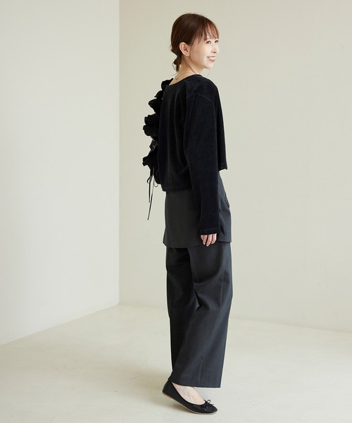 ROPE' PICNIC（ロペピクニック）の「パイルクロップドカーディガン（カーディガン/ボレロ・レディース・グレー/キナリ/ブラック・38）」の5枚目の写真