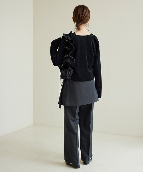 ROPE' PICNIC（ロペピクニック）の「パイルクロップドカーディガン（カーディガン/ボレロ・レディース・グレー/キナリ/ブラック・38）」の6枚目の写真