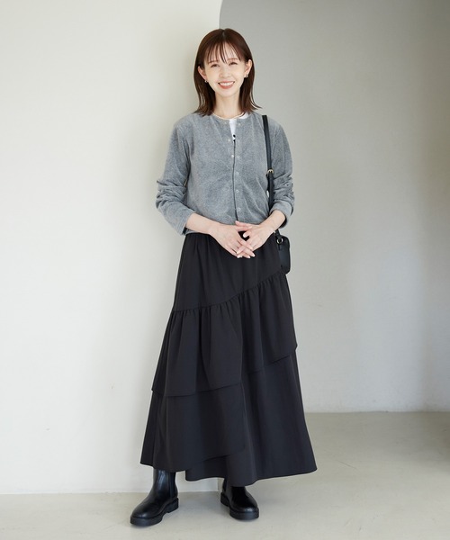 ROPE' PICNIC（ロペピクニック）の「パイルクロップドカーディガン（カーディガン/ボレロ・レディース・グレー/キナリ/ブラック・38）」の11枚目の写真