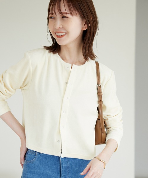 ROPE' PICNIC（ロペピクニック）の「パイルクロップドカーディガン（カーディガン/ボレロ・レディース・グレー/キナリ/ブラック・38）」の20枚目の写真