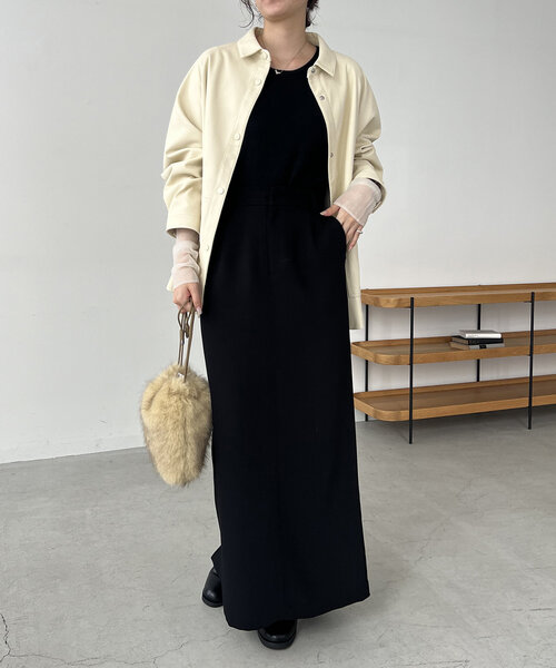 CAPRICIEUX LE'MAGE（カプリシューレマージュ）の「袖シアーレイヤード風リブニット（ニット/セーター・レディース・ブラウン/ブラック/オフホワイト・FREE）」の6枚目の写真