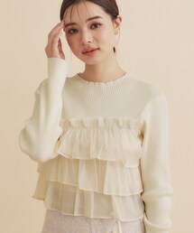 index | フリルギャザードッキングリブニット【洗濯機洗い可/抗ピル】(ニット/セーター)