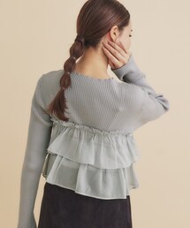 index | フリルギャザードッキングリブニット【洗濯機洗い可/抗ピル】(ニット/セーター)