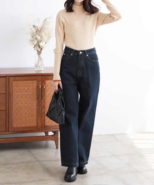 nouvellemoi（ヌーベルモイ）の「リブパイピングハイネックニット（ニット/セーター・レディース・アイボリー/ダークグリーン/ナチュラル/チャコール・M）」の6枚目の写真