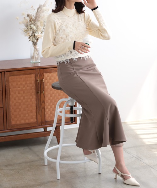 nouvellemoi（ヌーベルモイ）の「リブパイピングハイネックニット（ニット/セーター・レディース・アイボリー/ダークグリーン/ナチュラル/チャコール・M）」の18枚目の写真