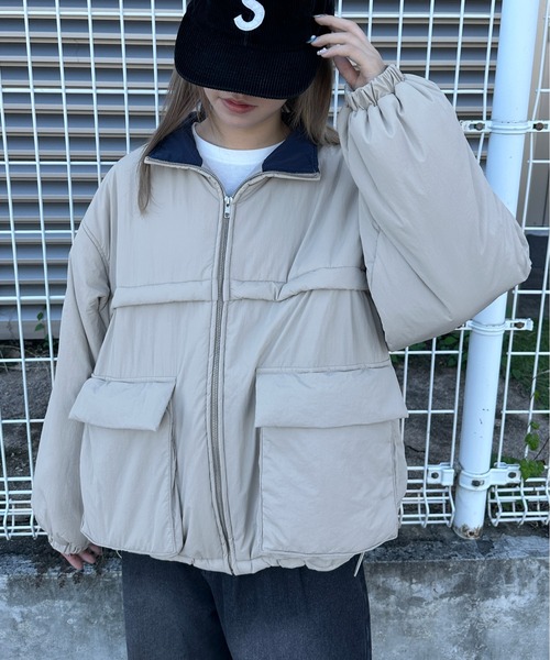 kutir（クティール）の「【2サイズ展開】アソートポケットパディングブルゾン（ブルゾン・レディース・ブラック系/ブラウン/ネイビー系/ブラック/ライトベージュ・MEDIUM/LARGE）」の17枚目の写真