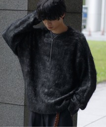 コントラストカラーシャギーニット