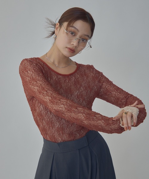 bita.(ビタ)の「ダブルレースシアートップス(Tシャツ/カットソー・レディース・ブラック/ボルドー・FREE)」の17枚目の写真