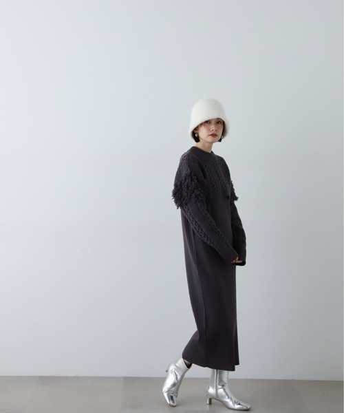 N.（N. Natural Beauty Basic）（エヌエヌナチュラルビューティーベーシック）の「◆クロップドニットセットワンピース（ワンピース・レディース・オフホワイト/チャコールグレー・MEDIUM）」の21枚目の写真