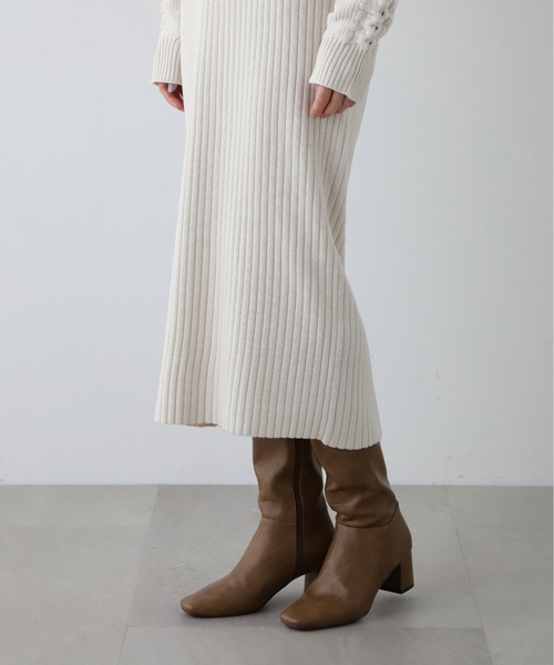 N.（N. Natural Beauty Basic）（エヌエヌナチュラルビューティーベーシック）の「◆クロップドニットセットワンピース（ワンピース・レディース・オフホワイト/チャコールグレー・MEDIUM）」の14枚目の写真