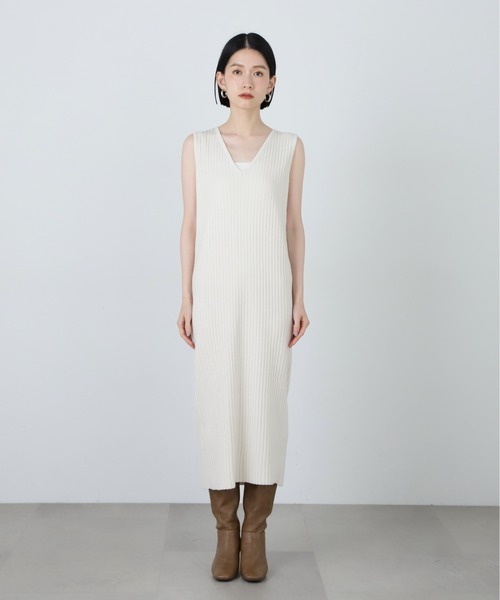 N.（N. Natural Beauty Basic）（エヌエヌナチュラルビューティーベーシック）の「◆クロップドニットセットワンピース（ワンピース・レディース・オフホワイト/チャコールグレー・MEDIUM）」の15枚目の写真