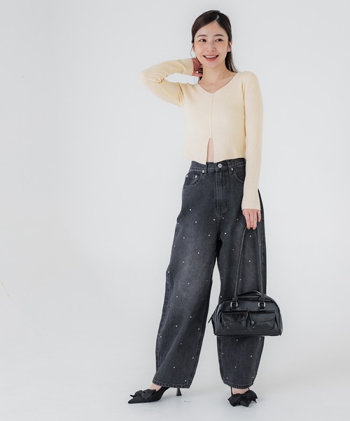 セール】フロントスリットVネックニット（ニット/セーター）｜coca