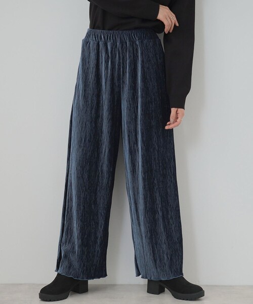 Cutie Blonde（キューティーブロンド）の「◆【S-LL】クラッシュベロア調 ランダムプリーツ イージーパンツ（その他パンツ・レディース・ブルー系その他/アイボリー/ブラウン系その他/チャコールグレー・01/02/03/04）」の4枚目の写真