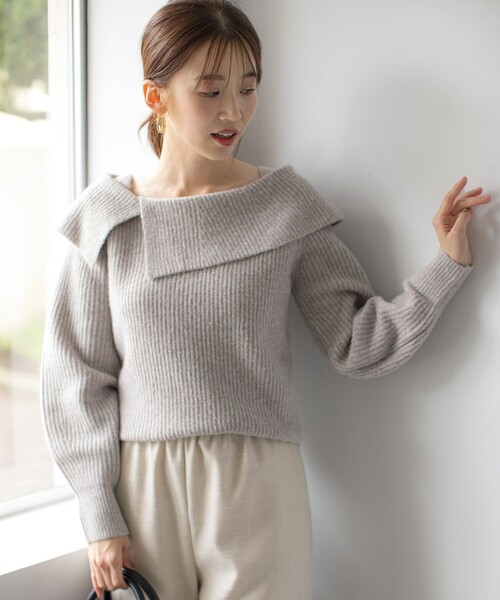 ANY SIS（エニィスィス）の「【洗える】オフショル ニット（ニット/セーター・レディース・黄土色系/アイボリー系/ライラック系・2）」の20枚目の写真