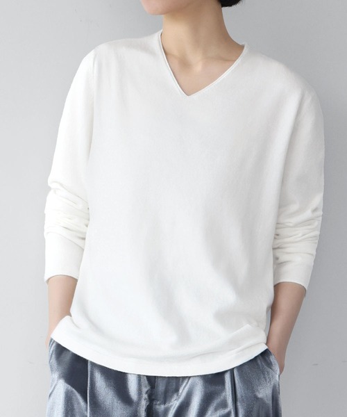 Vネック 柔らかな手触り sov. ニット hasw1388-front.jpg
