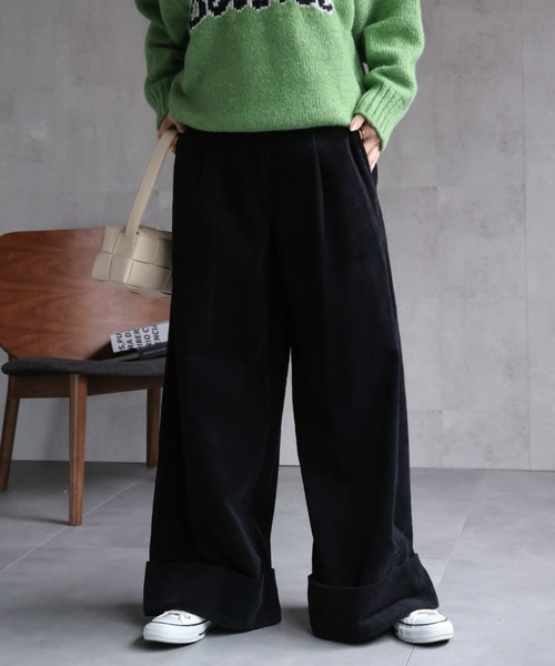 セール】＜レディース商品＞コーデュロイロールアップタックワイド