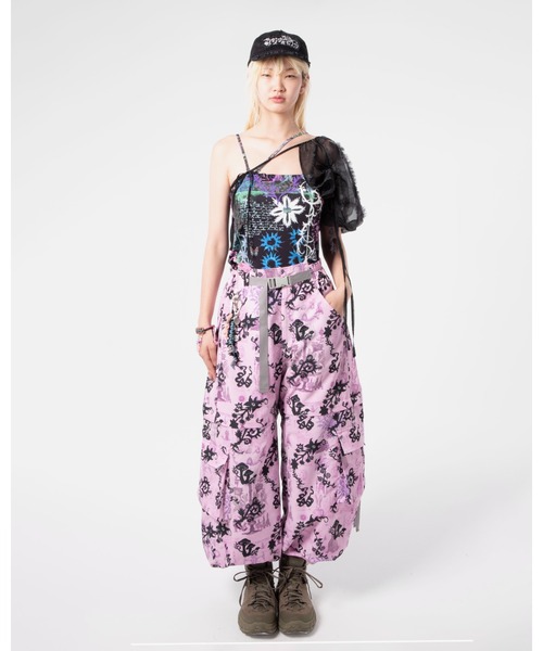 rurumu:（ルルムウ）の「rurumu:/ルルムウ/"Unknown Plants" printed bra camisole（キャミソール・レディース・ブラック/ピンク・SMALL/MEDIUM）」の4枚目の写真