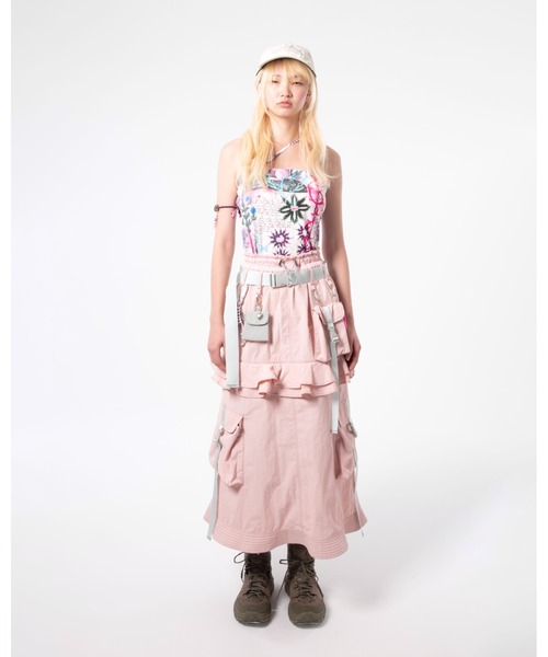 rurumu:（ルルムウ）の「rurumu:/ルルムウ/"Unknown Plants" printed bra camisole（キャミソール・レディース・ブラック/ピンク・SMALL/MEDIUM）」の7枚目の写真