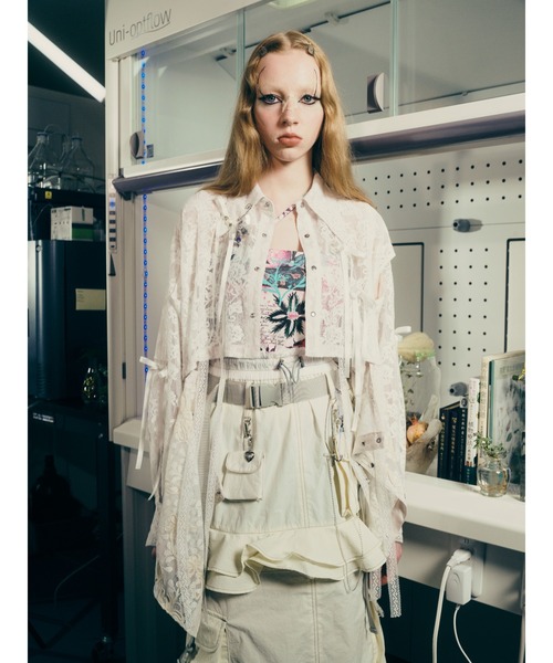 rurumu:（ルルムウ）の「rurumu:/ルルムウ/"Unknown Plants" printed bra camisole（キャミソール・レディース・ブラック/ピンク・SMALL/MEDIUM）」の11枚目の写真