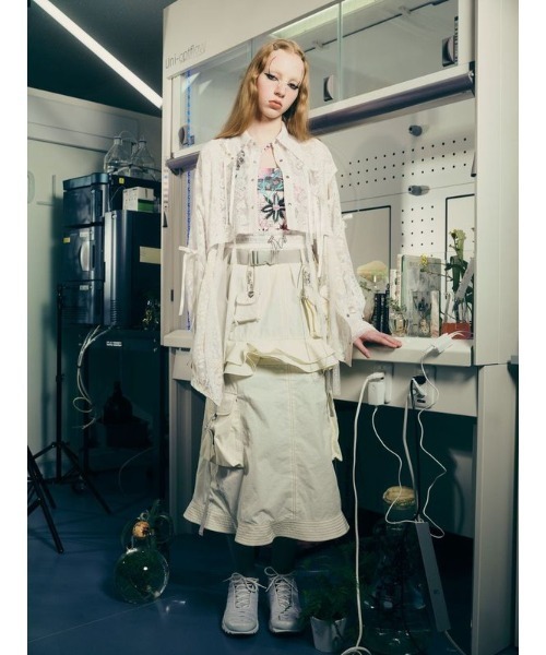 rurumu:（ルルムウ）の「rurumu:/ルルムウ/"Unknown Plants" printed bra camisole（キャミソール・レディース・ブラック/ピンク・SMALL/MEDIUM）」の8枚目の写真