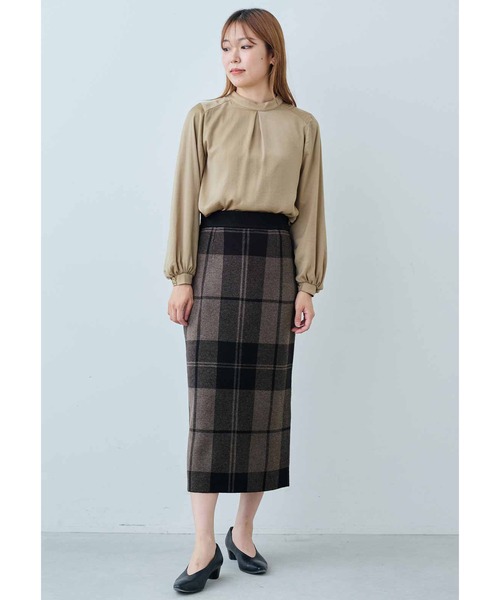 IEDIT（イディット）の「ＩＥＤＩＴ　ほの光沢のマットサテンが上品な　抗菌防臭加工インナー付きドッキングブラウス（シャツ/ブラウス・レディース・ライトベージュ/ブラウン系その他/ブルーグリーン・L/3L/M/LL/S）」の13枚目の写真