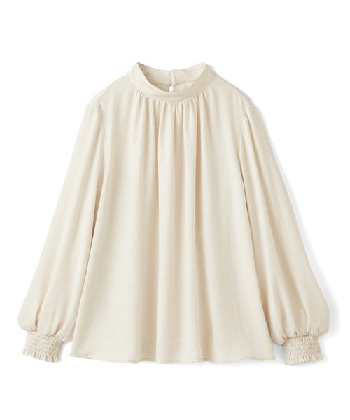 IEDIT（イディット）の「ＩＥＤＩＴ　ほの光沢のマットサテンが上品な　抗菌防臭加工インナー付きドッキングブラウス（シャツ/ブラウス・レディース・ライトベージュ/ブラウン系その他/ブルーグリーン・L/3L/M/LL/S）」の4枚目の写真