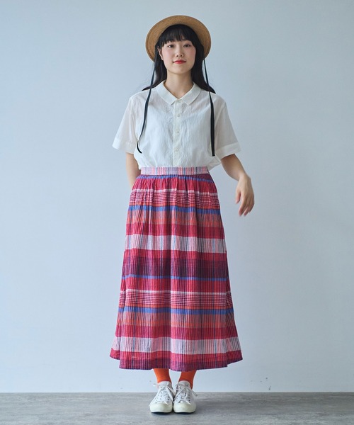 bulle de savon(ビュルデサボン)の「●BIG CHECK スカート(スカート・レディース・レッド/ブルー・FREE)」の3枚目の写真