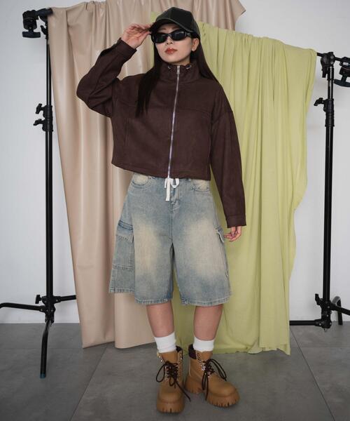 dispark（ディスパーク）の「DISPARK/フェイクスエードドロストネックブルゾン（ブルゾン・レディース・ブラウン/ベージュ・FREE）」の3枚目の写真