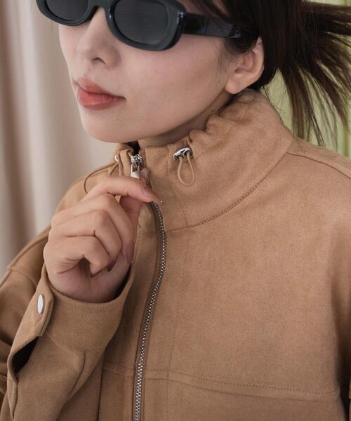 dispark（ディスパーク）の「DISPARK/フェイクスエードドロストネックブルゾン（ブルゾン・レディース・ブラウン/ベージュ・FREE）」の5枚目の写真