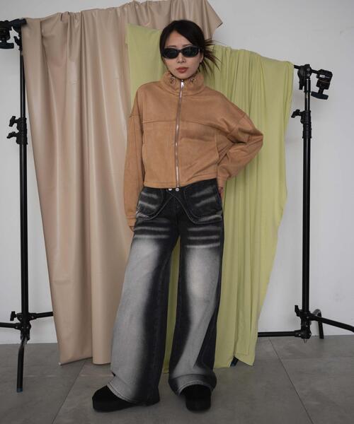 dispark（ディスパーク）の「DISPARK/フェイクスエードドロストネックブルゾン（ブルゾン・レディース・ブラウン/ベージュ・FREE）」の11枚目の写真