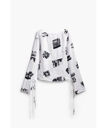 Desigual | リボンテクスチャ コラージュプリントボートネックブラウス(シャツ/ブラウス)