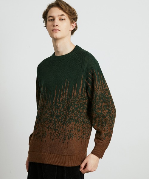 セール】グラデーションジャガードニット ｜冬服/ラグラン/防寒/ウール