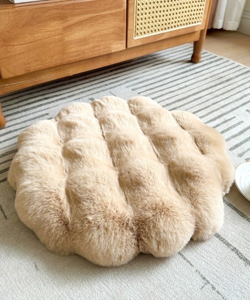 SHEPP（シープ）の「ふわふわ丸型クッション ラウンド 円型（クッション/クッションカバー・レディース・グリーン/ピンク/グレー/ベージュ/ホワイト・F）」の2枚目の写真