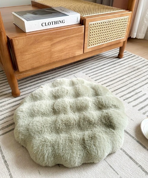 SHEPP（シープ）の「ふわふわ丸型クッション ラウンド 円型（クッション/クッションカバー・レディース・グリーン/ピンク/グレー/ベージュ/ホワイト・F）」の6枚目の写真