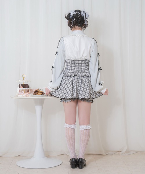 Honey Cinnamon（ハニーシナモン）の「ラッフルレース配色チェックセットアップ（セットアップ・レディース・ブラック/ホワイト・FREE）」の10枚目の写真