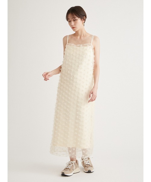 emmi(エミ)の「フラワーチュールキャミワンピース(ワンピース・レディース・ブラック/アイボリー/ミント・0/1)」の5枚目の写真