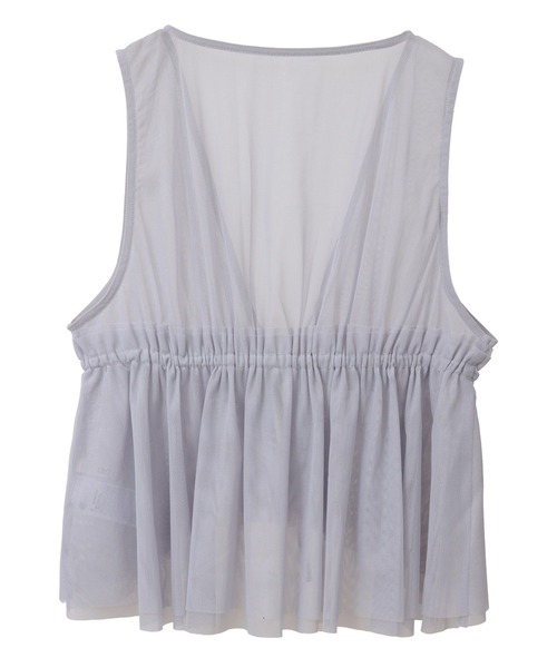 earth music&ecology(アースミュージックアンドエコロジー)の「チュールドロストギャザーベスト(ベスト・レディース・ブラック/アイボリー/ライトグレー・FREE)」の22枚目の写真