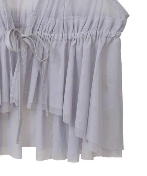 earth music&ecology(アースミュージックアンドエコロジー)の「チュールドロストギャザーベスト(ベスト・レディース・ブラック/アイボリー/ライトグレー・FREE)」の18枚目の写真