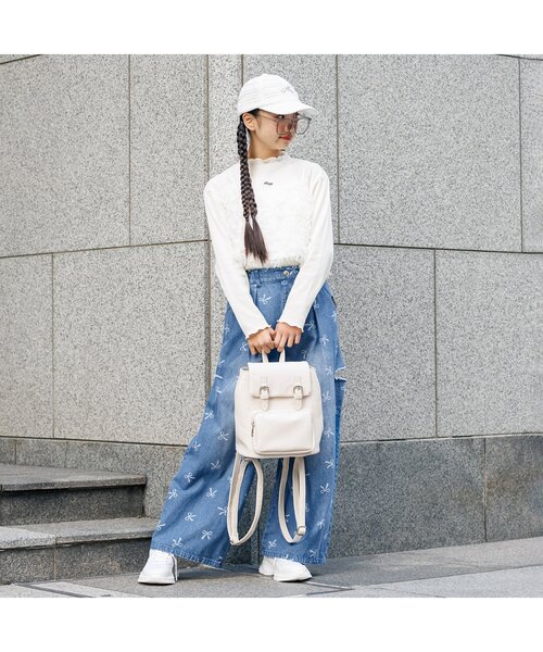 algy(アルジー)の「ソウガラタックボリュームワイドパンツ(デニムパンツ・キッズ・ブルー・XX-SMALL/X-SMALL/MEDIUM/SMALL)」の2枚目の写真