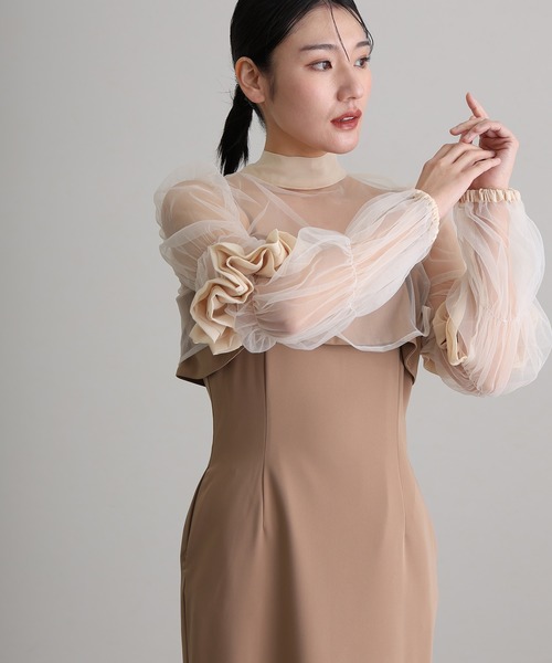 カスタネ オケージョンドレス チュールボレロ 結婚式 パーティードレス