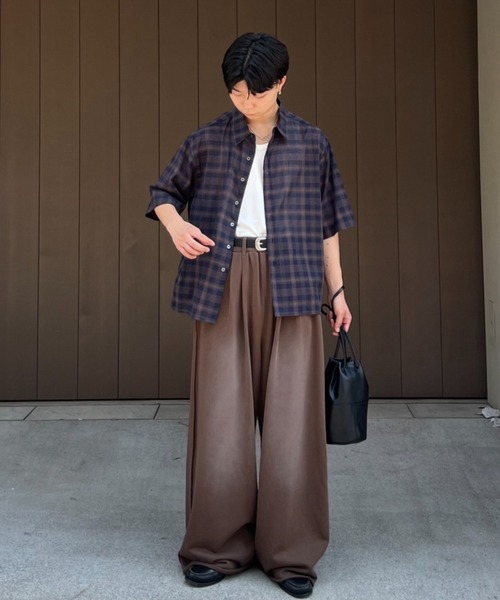 SINSS 2タックブリーチスウェットパンツ　ブラウン SINSS スウェットパンツ ジャージ Two tuck breach sweatpants