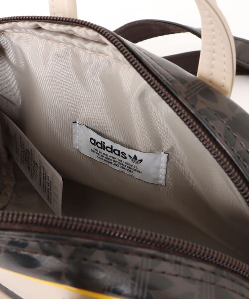 新品Adidas PUハンドバッグ レディース ダークブラウン JD5372 アディダス モノグラム ミニ ボウリングバッグ - ブラウン