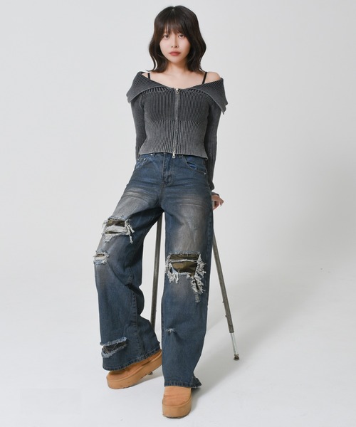 A'GEM/9 × .kom 『ARULE/アルール』 迷彩リペアデニム（デニムパンツ