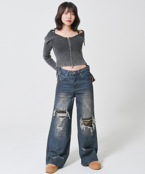 ARULE(アルール)の「A'GEM/9 × .kom 『ARULE/アルール』 迷彩リペアデニム(デニムパンツ・レディース・ブルー・M/L)」の3枚目の写真