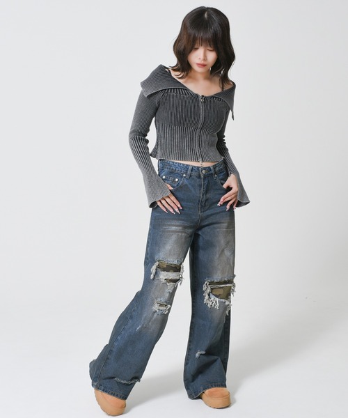 ARULE(アルール)の「A'GEM/9 × .kom 『ARULE/アルール』 迷彩リペアデニム(デニムパンツ・レディース・ブルー・M/L)」の4枚目の写真