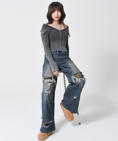 ARULE(アルール)の「A'GEM/9 × .kom 『ARULE/アルール』 迷彩リペアデニム(デニムパンツ・レディース・ブルー・M/L)」の8枚目の写真